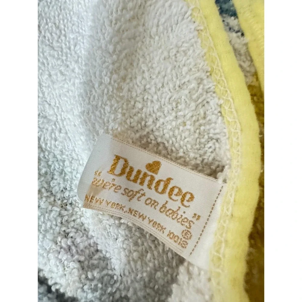 VTG 80s‎ Dundee Hooded Baby Towel Yellow Animal Cloud Print Cotton Terry Cloth
